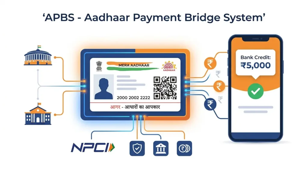 APBS full form in banking - Aadhaar Payment Bridge System diagram